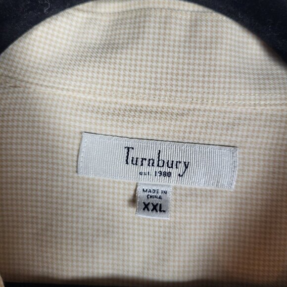 Turnbury Houndstooth Shirt Men's 2XL Beige White Button Up Long Sleeve Office - Picture 3 of 7